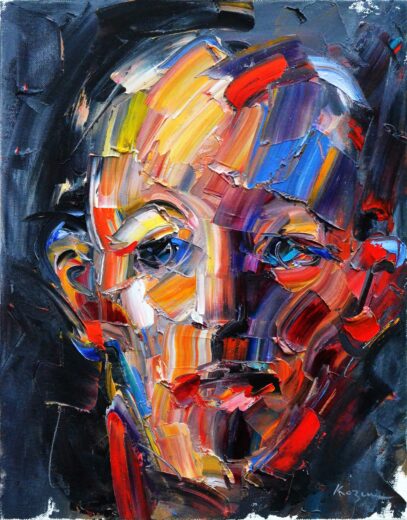 Kazem, Autoportrait, huile sur toile, 41 x 33 cm, 2015