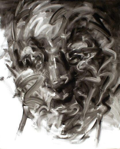 Kazem, Portrait, huile sur toile, 162 × 130 cm, 2019