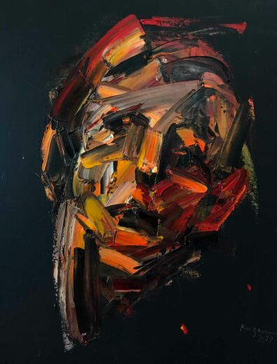 Kazem, Portrait, huile sur toile, 46 × 38 cm, 2019