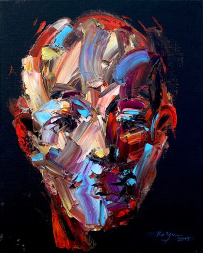 Kazem, Portrait, huile sur toile, 46 × 38 cm, 2019