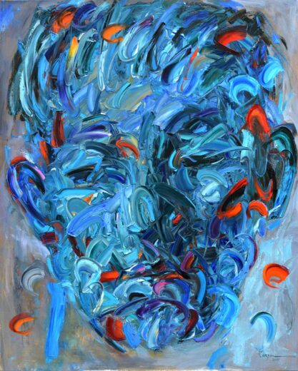 Kazem, Portrait, huile sur toile, 162 × 130 cm, 2017