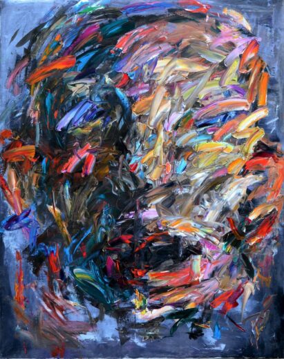 Portrait, huile sur toile, dimensions 160 x 162 cm