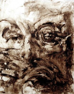 Kazem, Marc du café sur papier marouflé sur toile, 35 × 27 cm, 2009