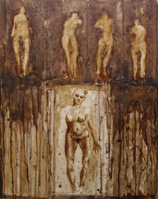 Kazem, Marc du café sur papier marouflé sur toile, 50 × 85 cm, 2005