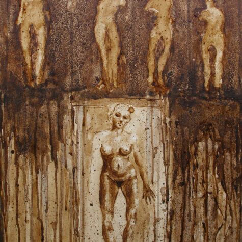 Kazem, Marc du café sur papier marouflé sur toile, 50 × 85 cm, 2005