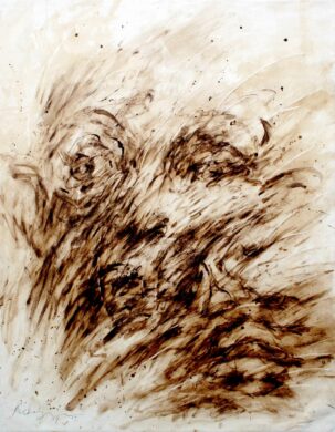 Kazem, Marc du café sur papier marouflé sur toile, 55 × 46 cm, 2009