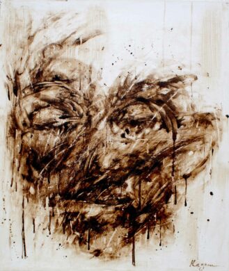 Kazem, Marc du café sur papier marouflé sur toile, 80 × 65 cm, 2009