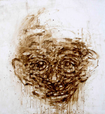 Marc de café sur papier marouflé sur toile, 150 x 150 cm, 2008