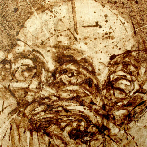 Marc de café sur papier marouflé sur toile