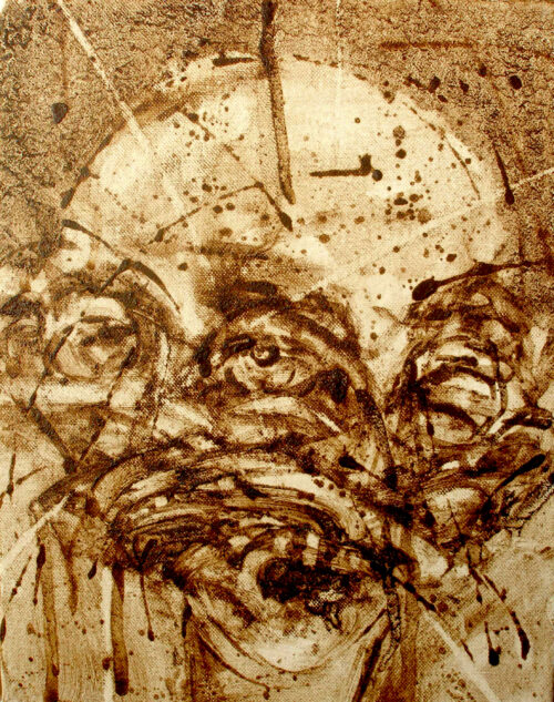 Marc de café sur papier marouflé sur toile