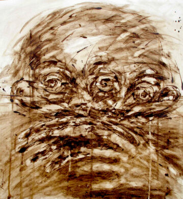 Marc de café sur papier marouflé sur toile, 58 x 58 cm, 2008