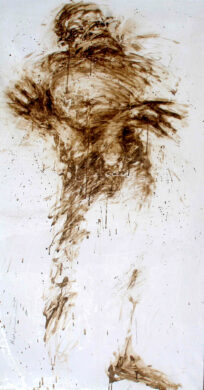 Marc de café sur papier marouflé sur toile, 146 × 84 cm, 2007